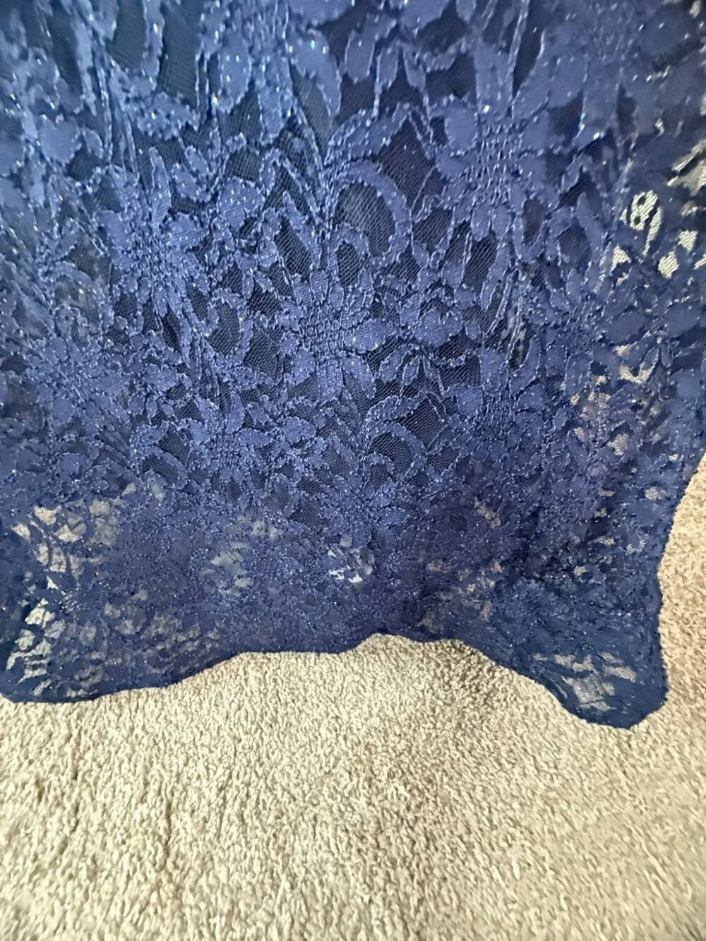 📌BCX Romantic Floral Lace Navy Blue w/Glitter Formal - Prom - Bridesmaid Dress - Picture 10 of 16